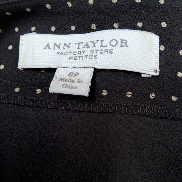Ann Taylor Petite Silk Black Polkadot Skirt - Picture 3 of 4